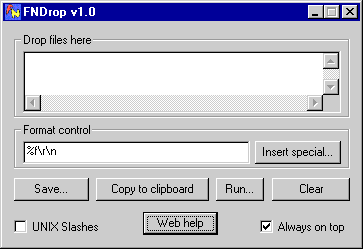 A screen capture of FNDrop